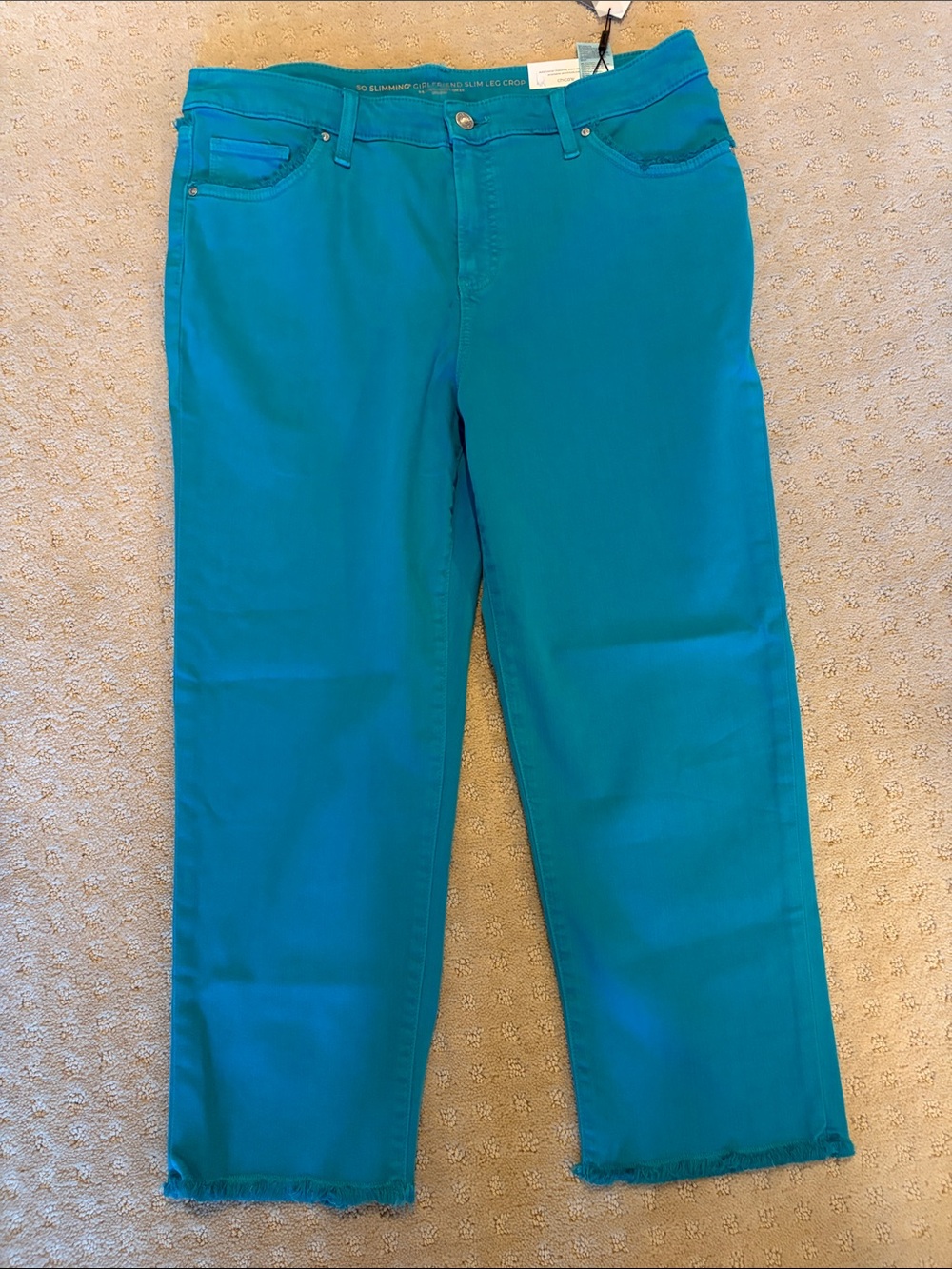 Chico's Teal Cropped Straight-Leg Jeans